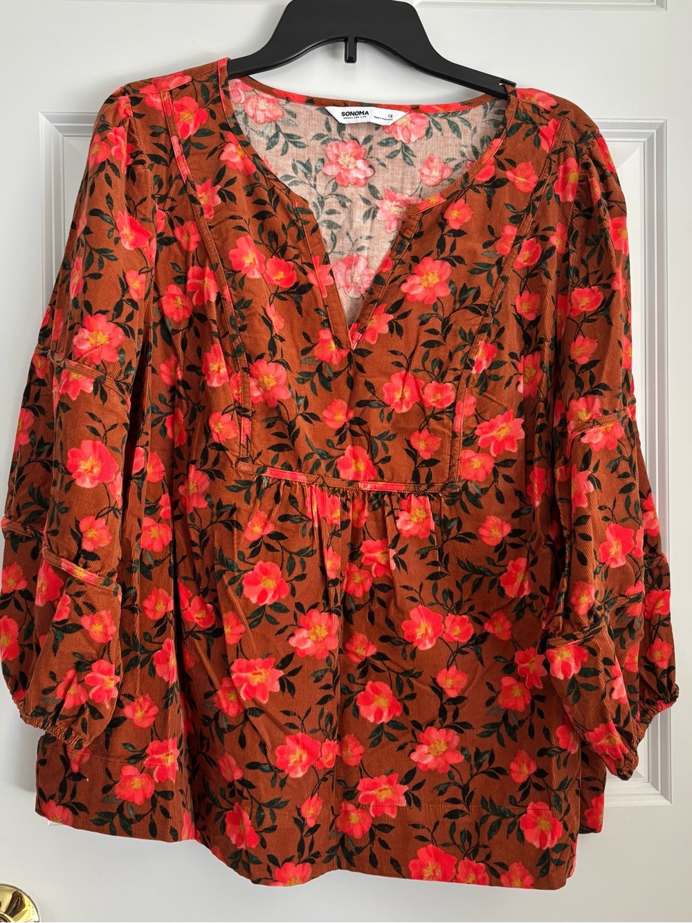 Sonoma Rust Tunic with Pink Floral Print